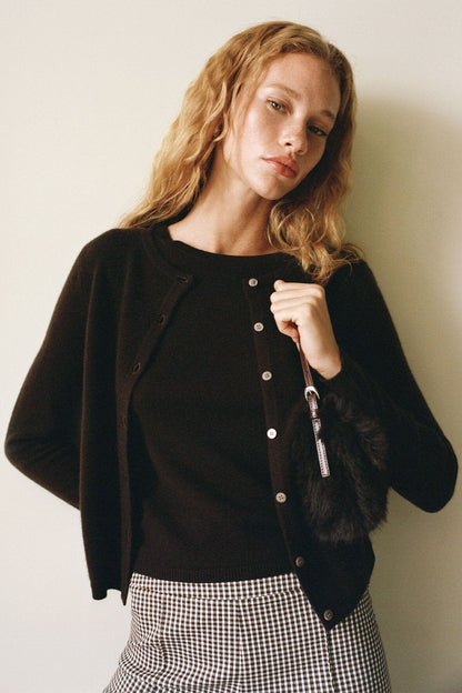 Midnight Cashmere Cardigan Dark Chocolate | STAUD Value