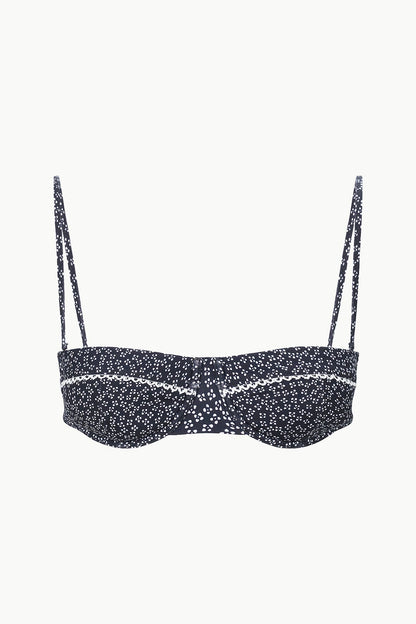 Jo Balconette Bikini Top Black Woodblock Ditsy Floral | STAUD Signature