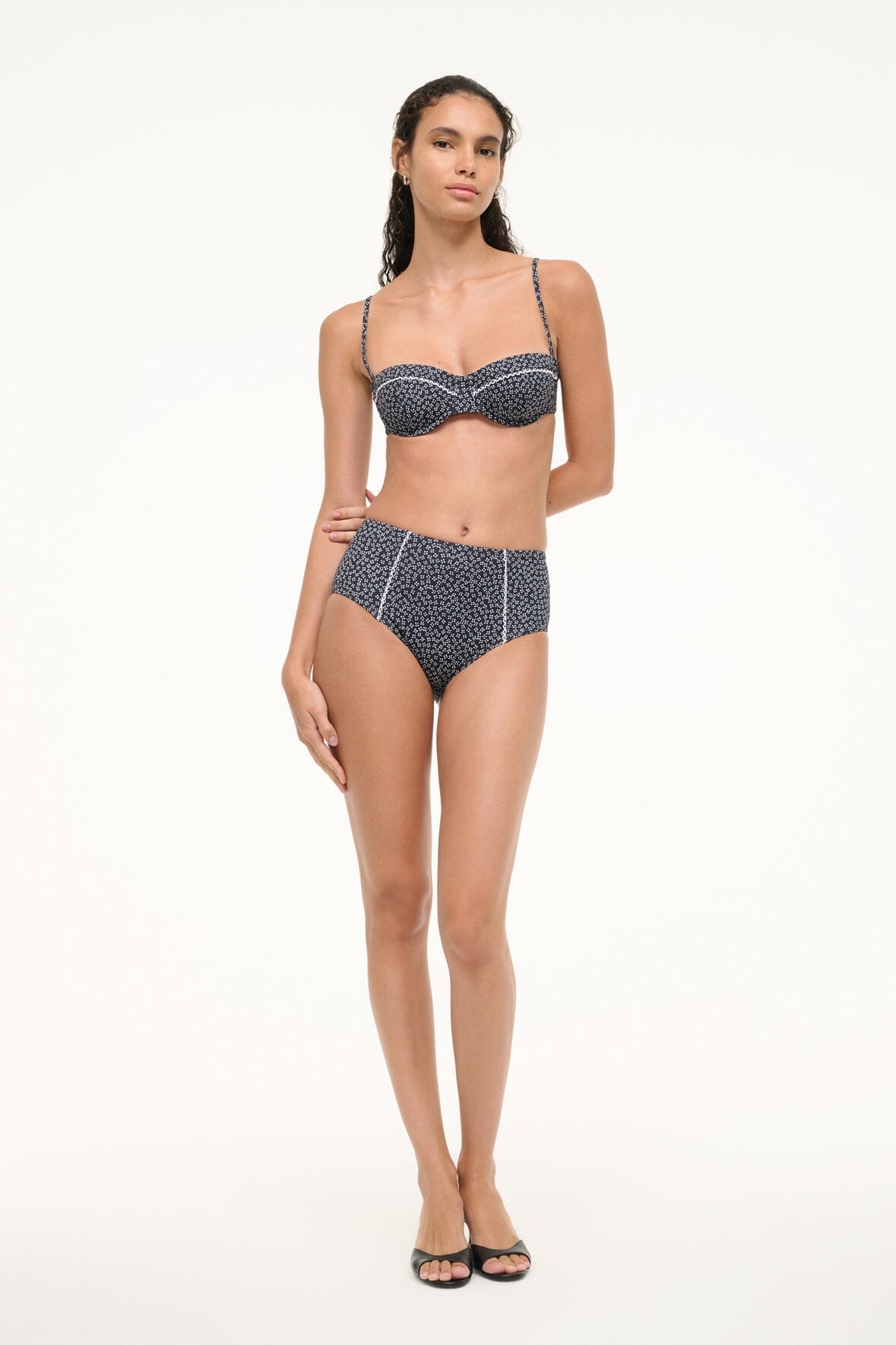 Brenton Bikini Bottom Black Woodblock Ditsy Floral | STAUD Best Price
