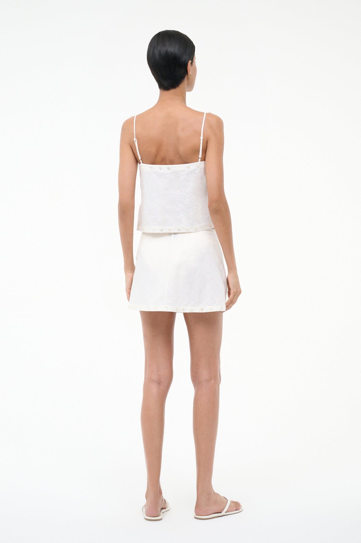 Zandra Linen Skirt Ivory | STAUD Latest