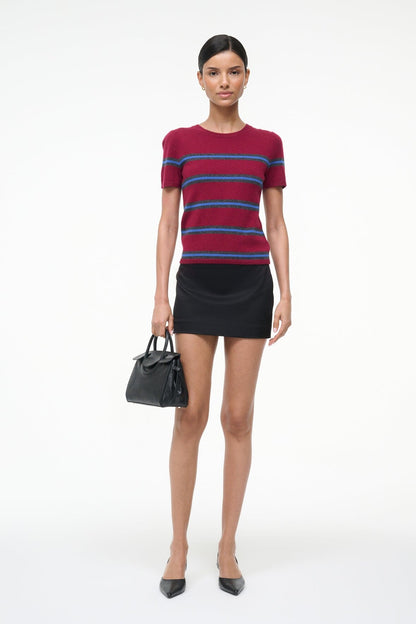 Easy Cashmere Tee Crimson Stripe | STAUD Value