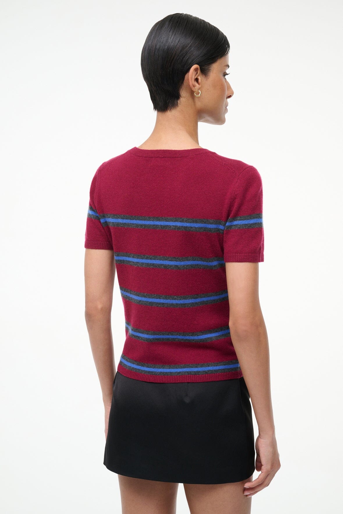 Easy Cashmere Tee Crimson Stripe | STAUD Value