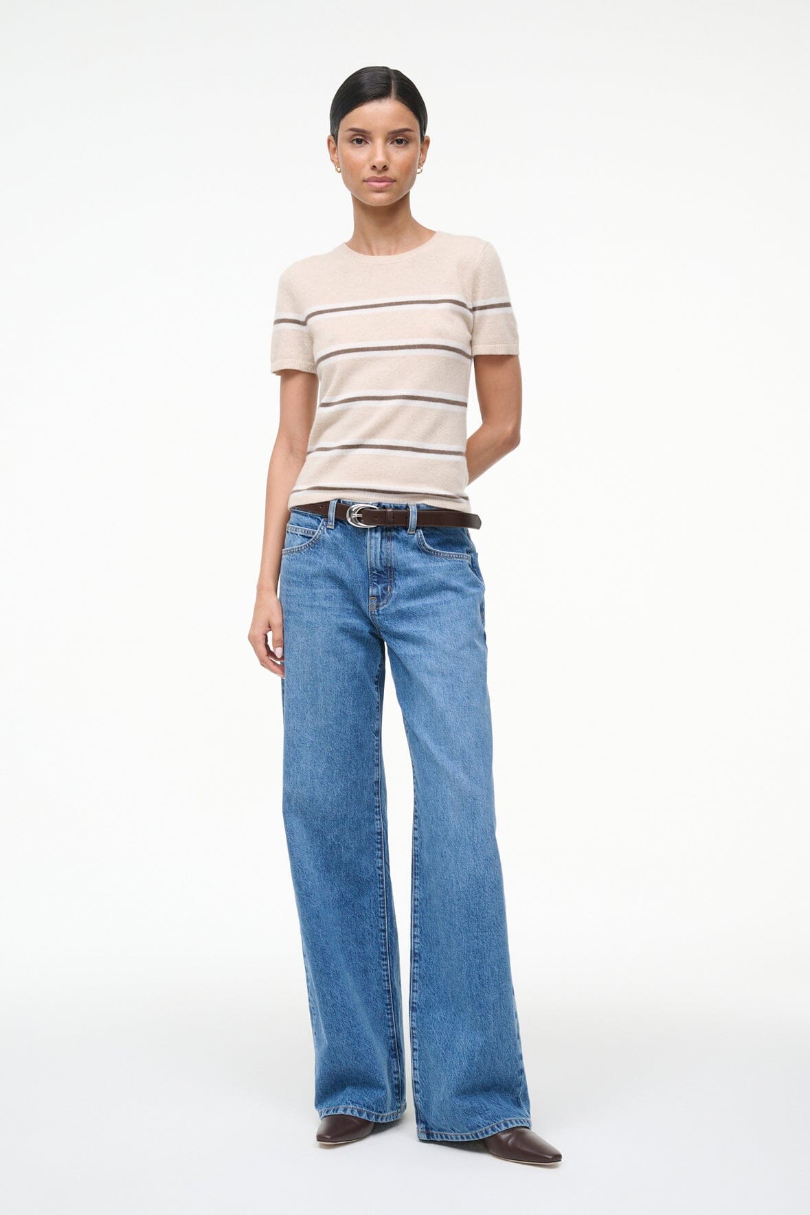 Easy Cashmere Tee Whisper Stripe | STAUD Quality