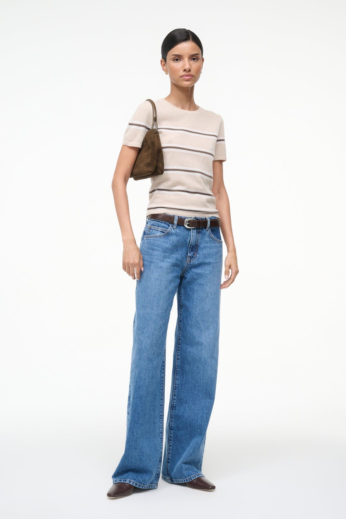 Easy Cashmere Tee Whisper Stripe | STAUD Quality