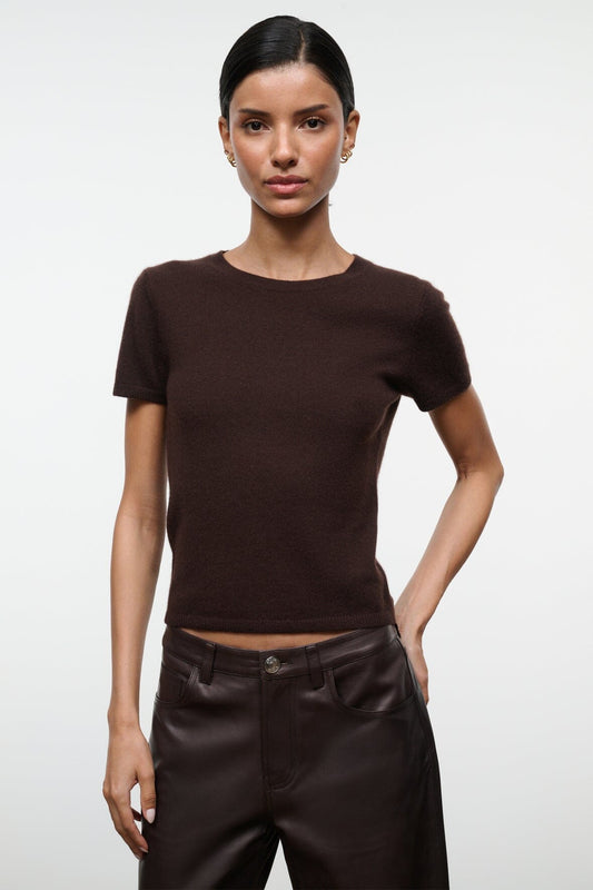 Easy Cashmere Tee Dark Chocolate | STAUD Latest