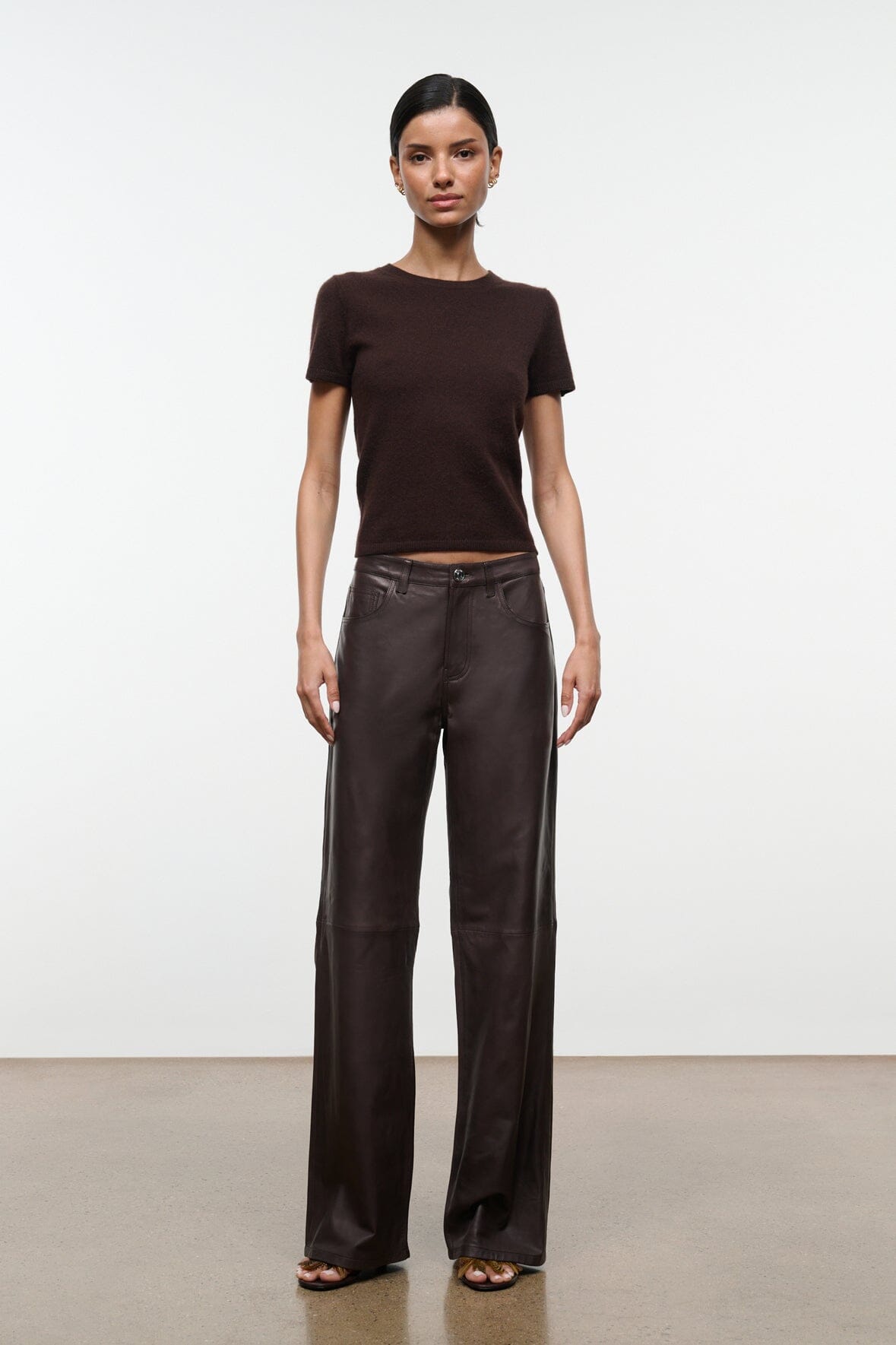 Easy Cashmere Tee Dark Chocolate | STAUD Latest