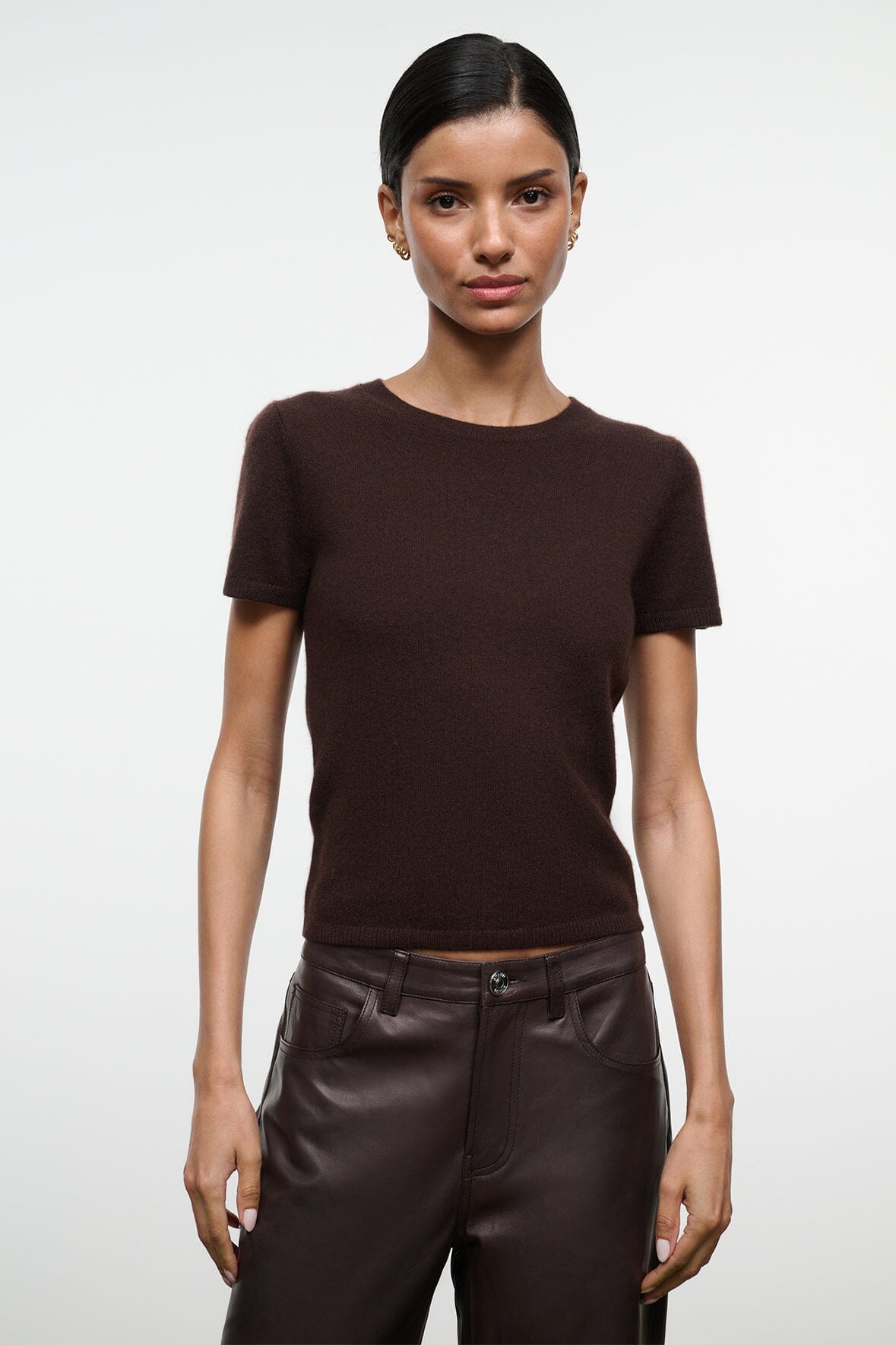 Easy Cashmere Tee Dark Chocolate | STAUD Latest