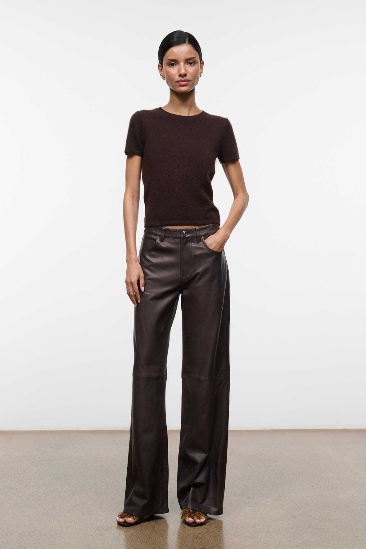 Easy Cashmere Tee Dark Chocolate | STAUD Latest