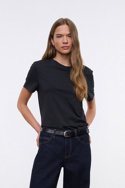 Crew Neck T Shirt - Black | STAUD Exclusive