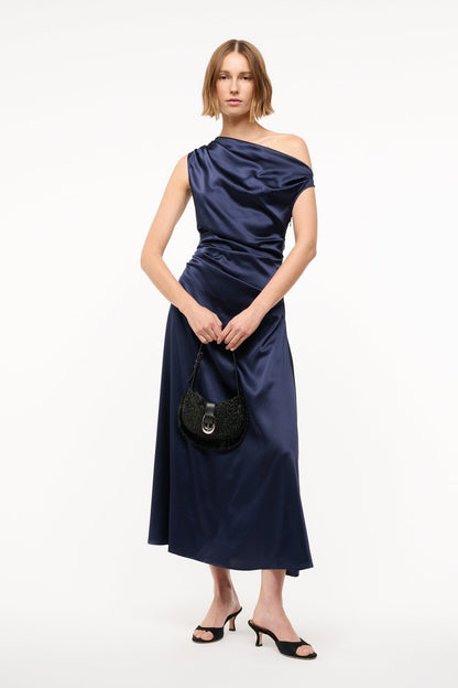Phare Silk Dress Navy | STAUD Best Seller