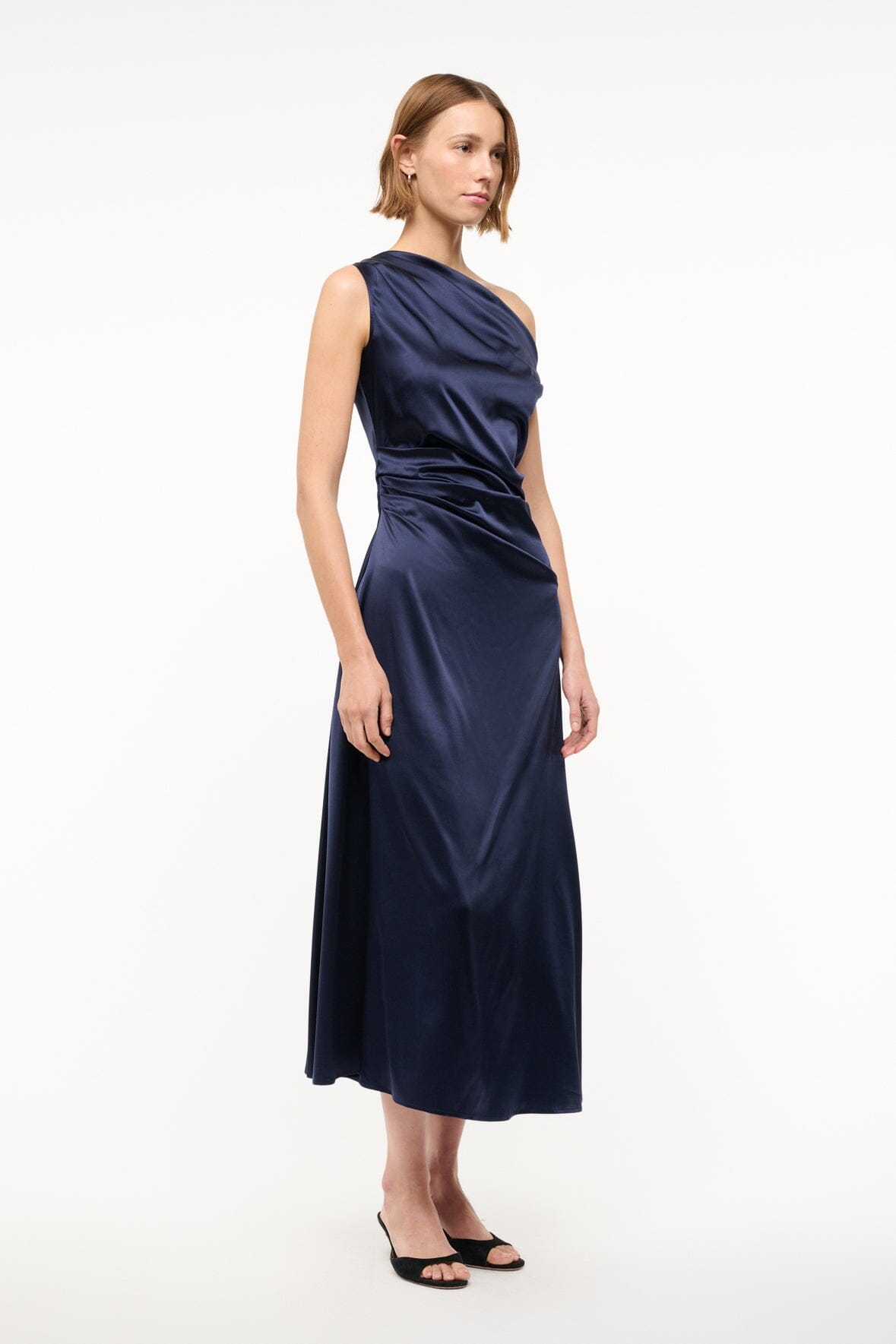 Phare Silk Dress Navy | STAUD Best Seller