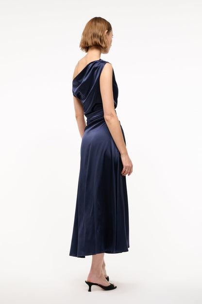Phare Silk Dress Navy | STAUD Best Seller