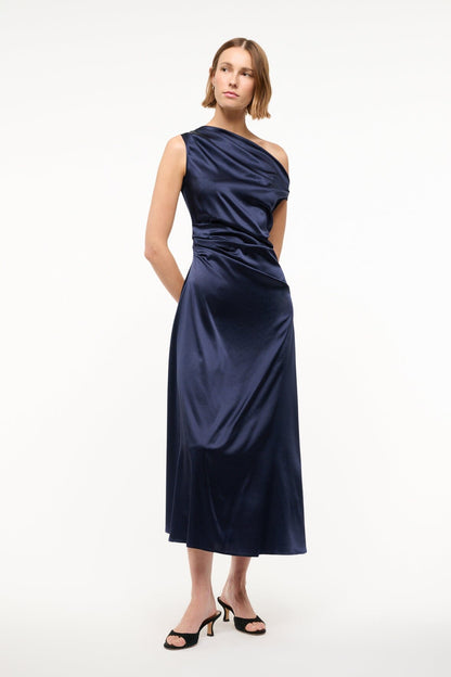 Phare Silk Dress Navy | STAUD Best Seller