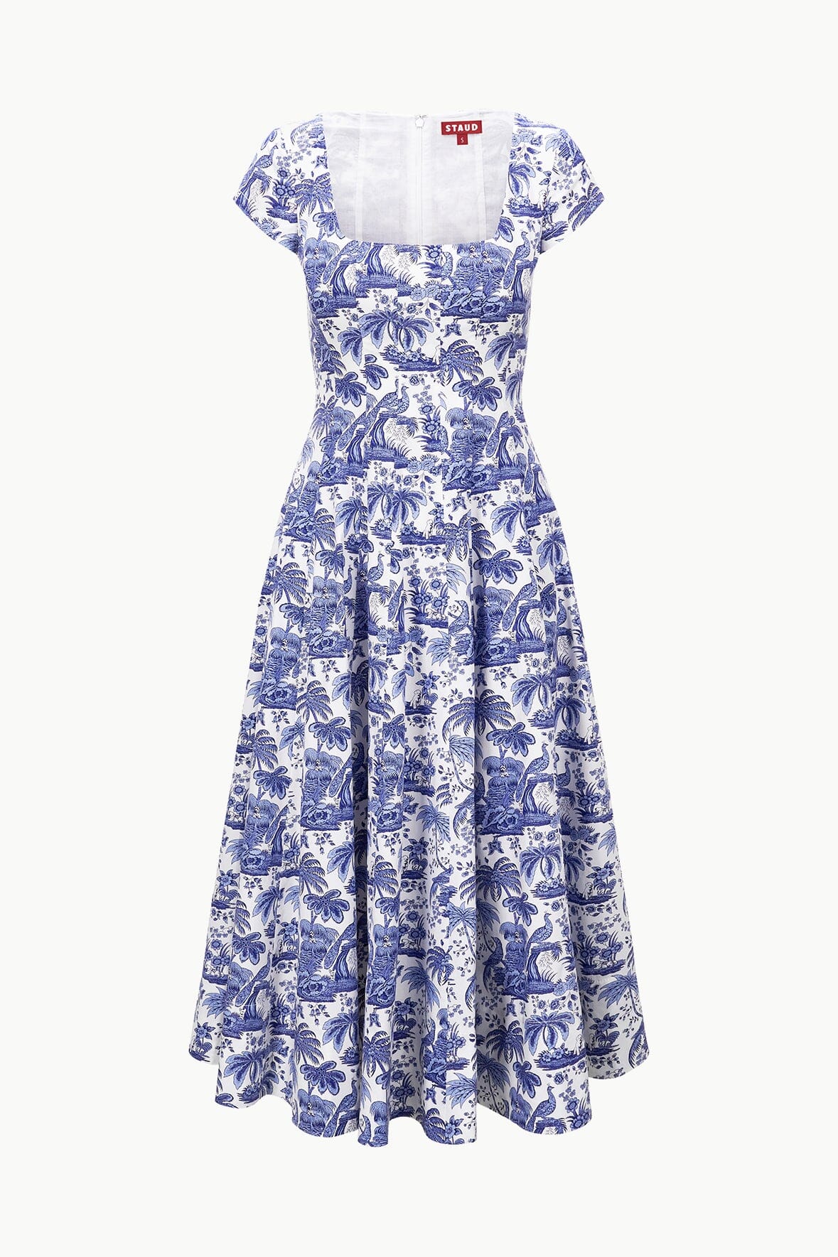 Short Sleeve Wells Dress Blue Toile | STAUD Smart Buy