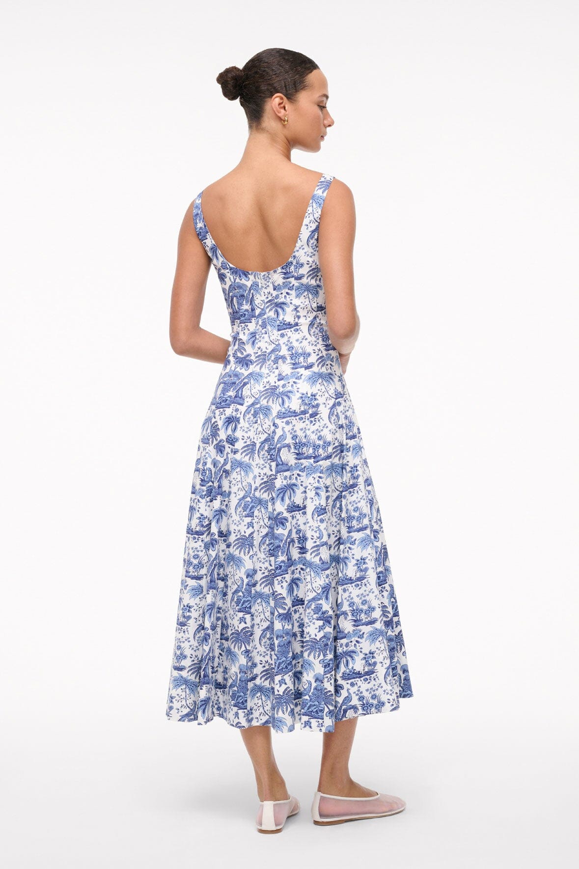 Wells Dress - China Blue Toile | STAUD Classic