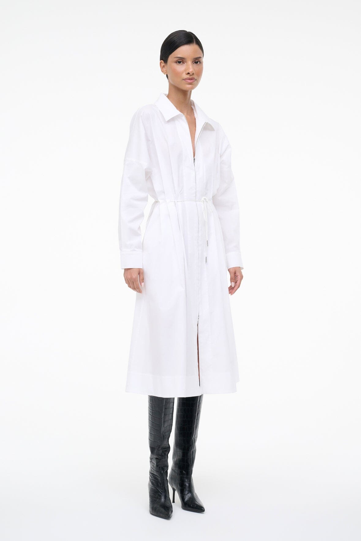 Chi Midi Dress White | STAUD Essential