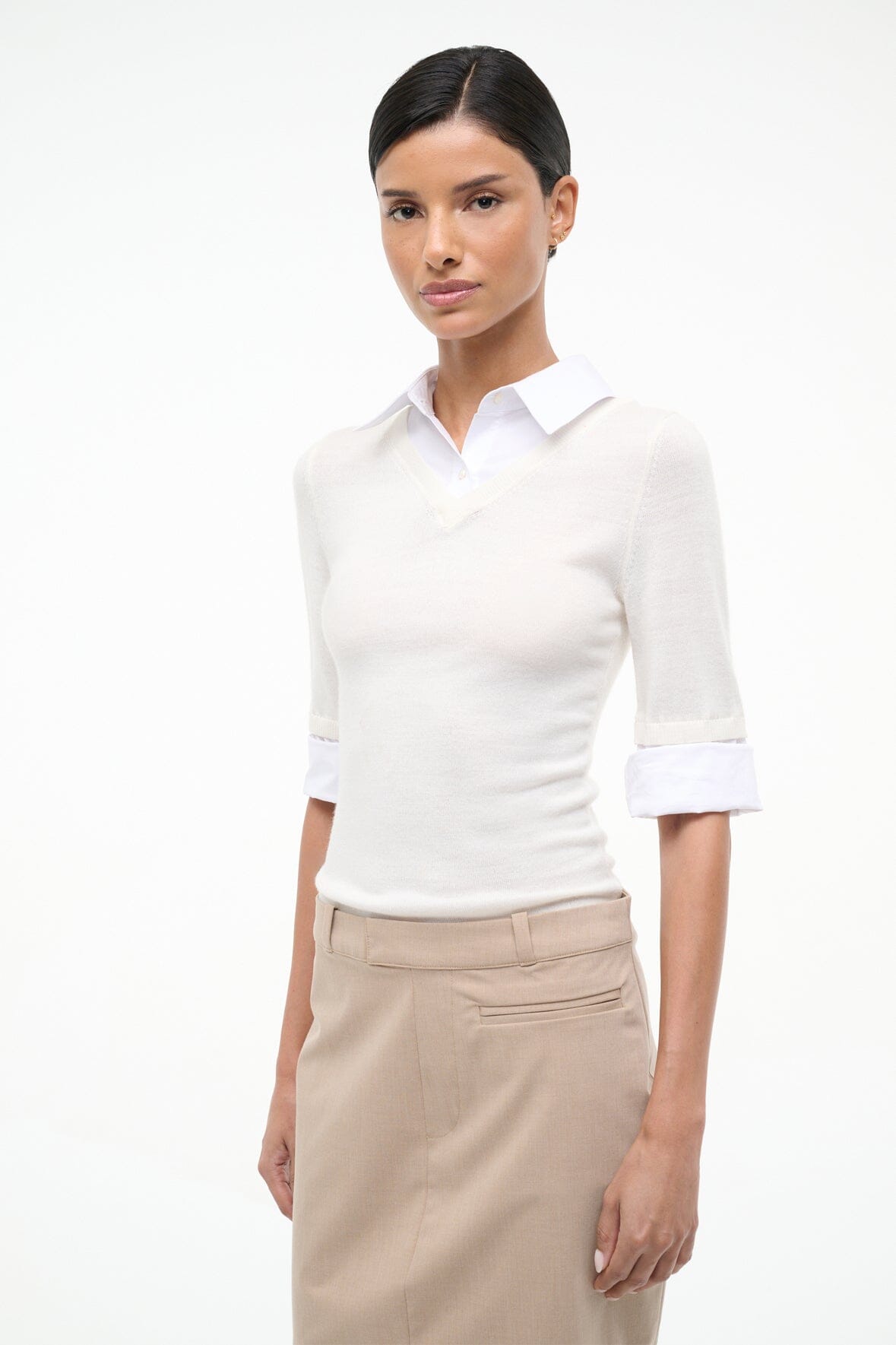 Geo Mini Dress Barley Ivory | STAUD Deals