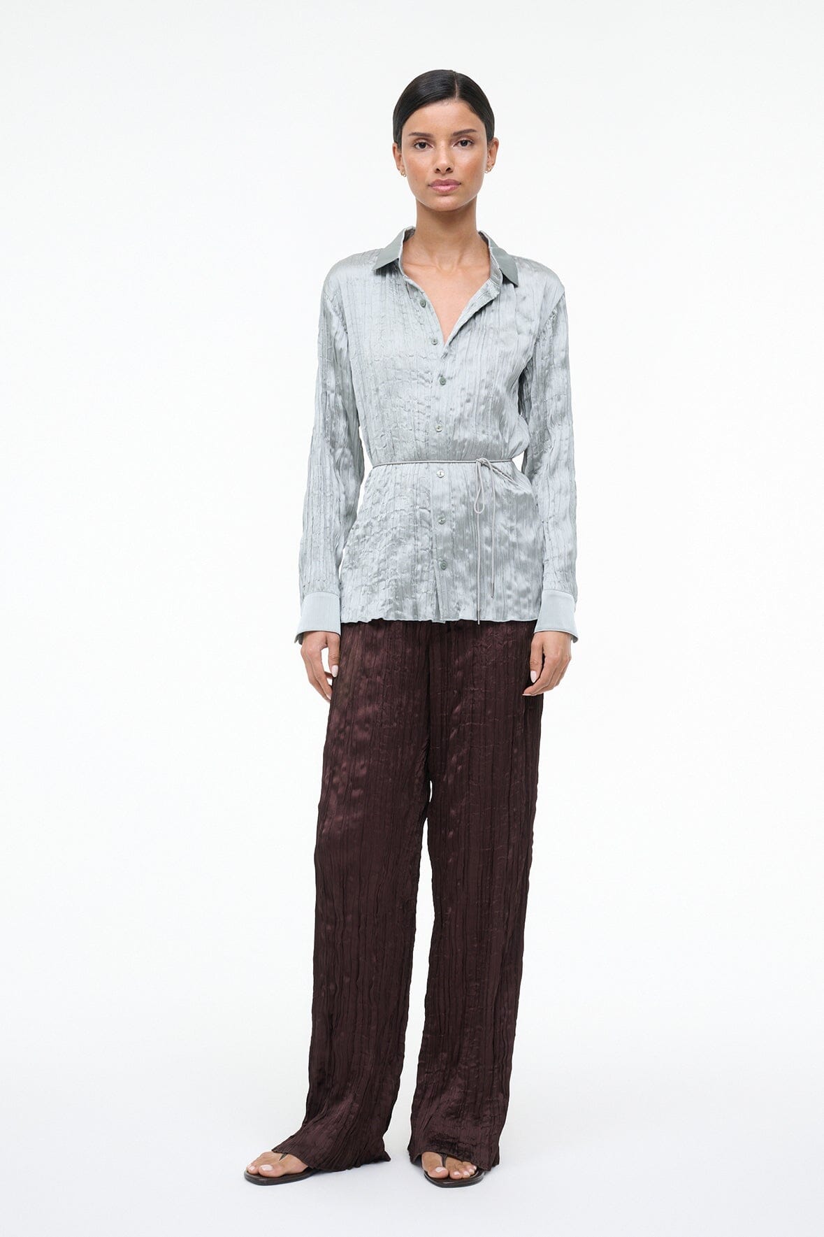 Suki Shirt Silver Sage | STAUD Best Seller