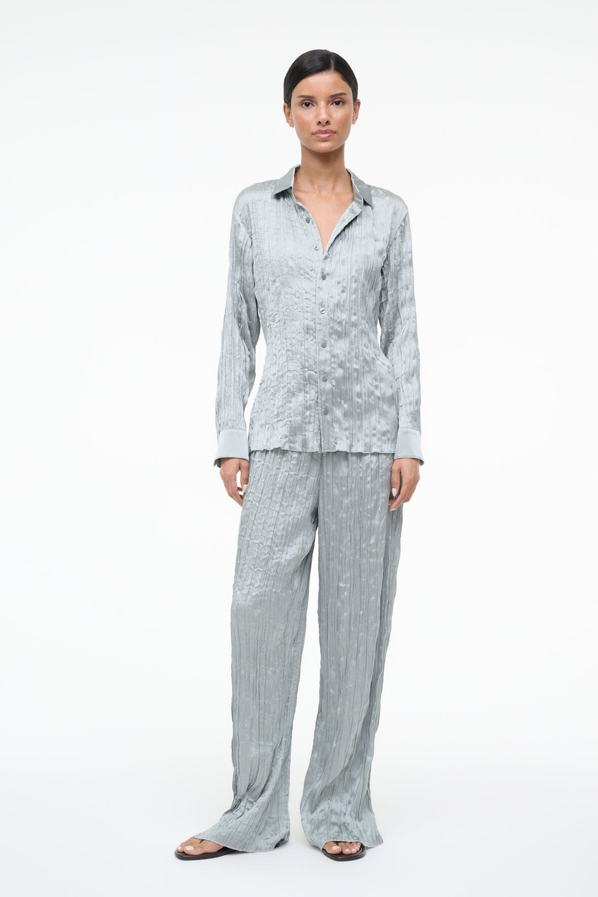 Suki Shirt Silver Sage | STAUD Best Seller