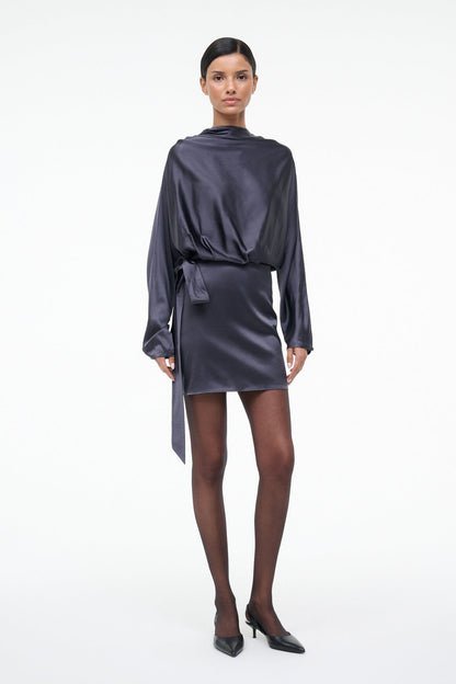 Phoebe Silk Mini Dress Nocturne | STAUD Essential