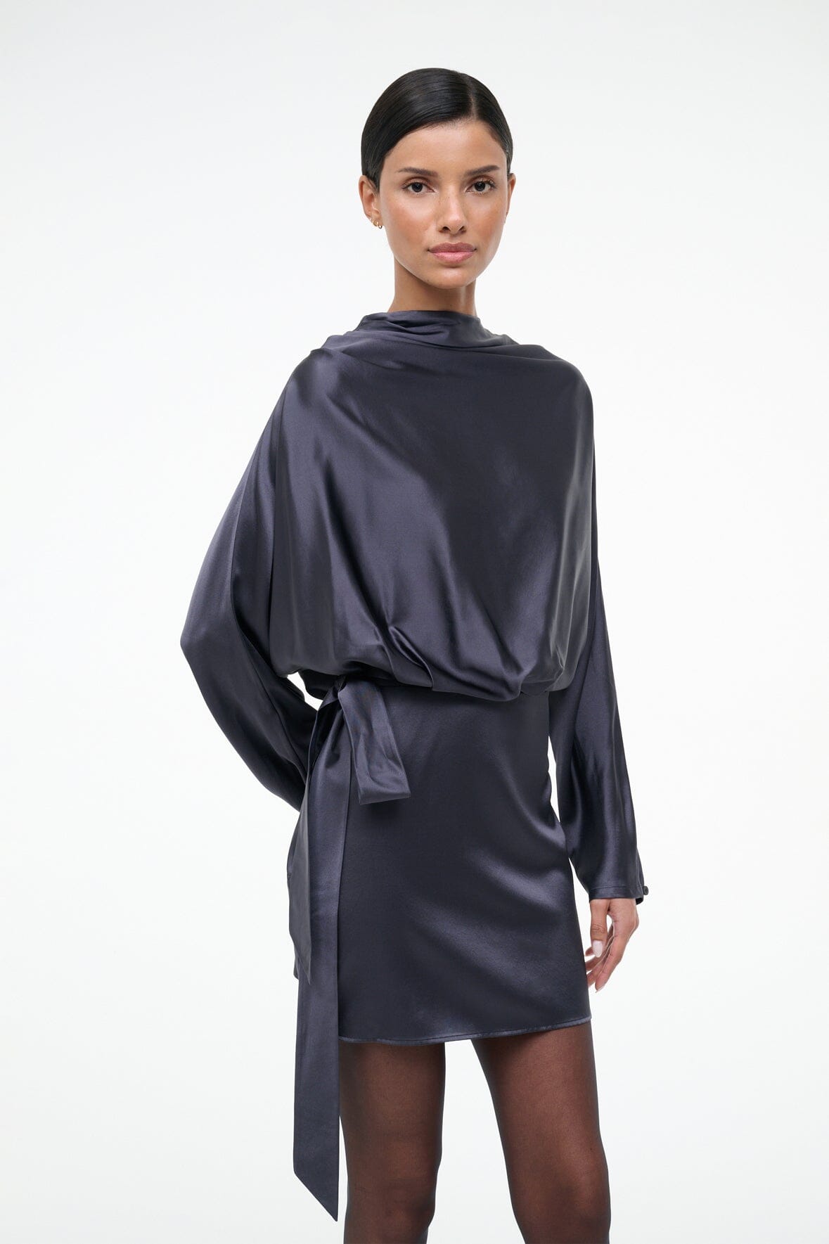 Phoebe Silk Mini Dress Nocturne | STAUD Essential