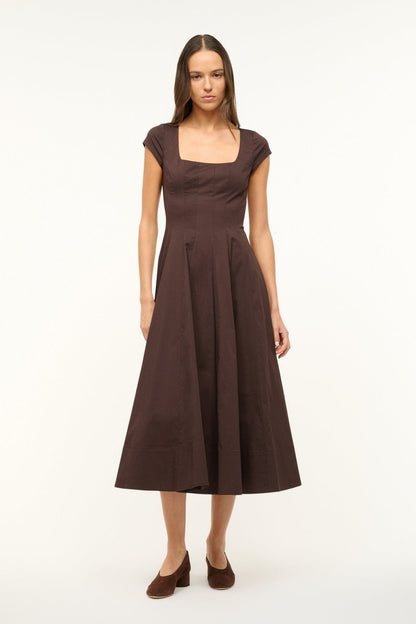 Su26 Short Sleeve Wells Dress Earth | STAUD Quality