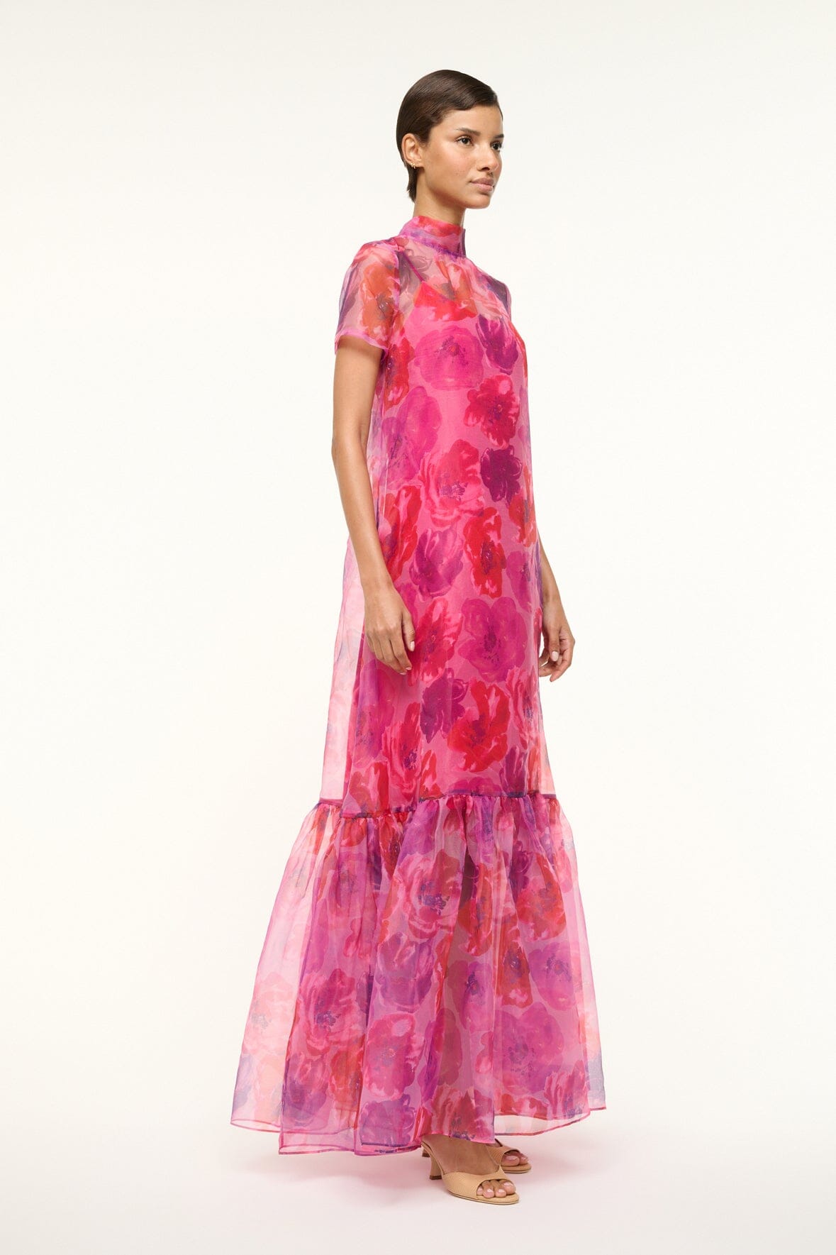 Calluna Dress Magenta Painted Floral | STAUD Popular