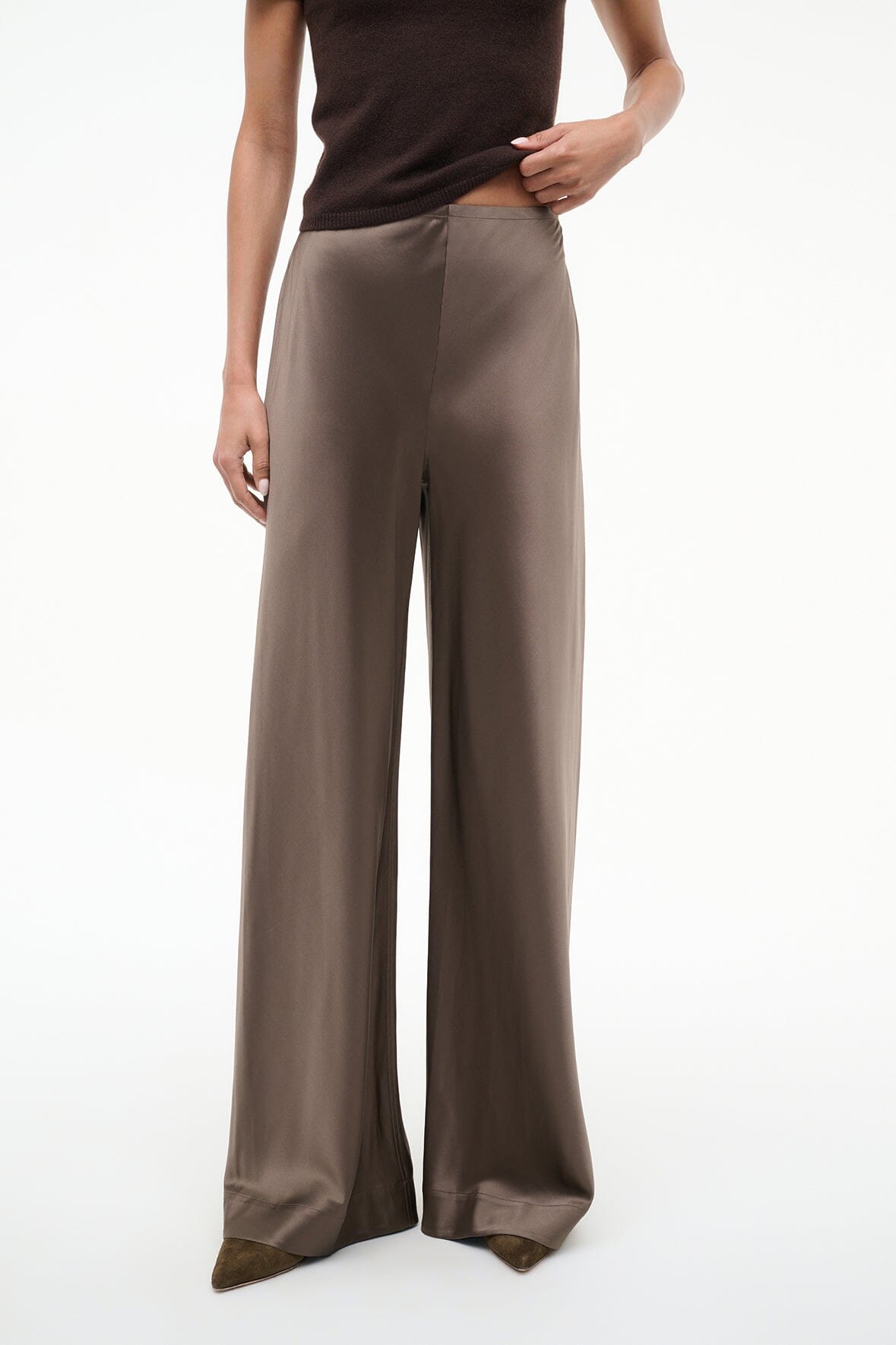 Stroll Silk Pant Truffle | STAUD Recommended