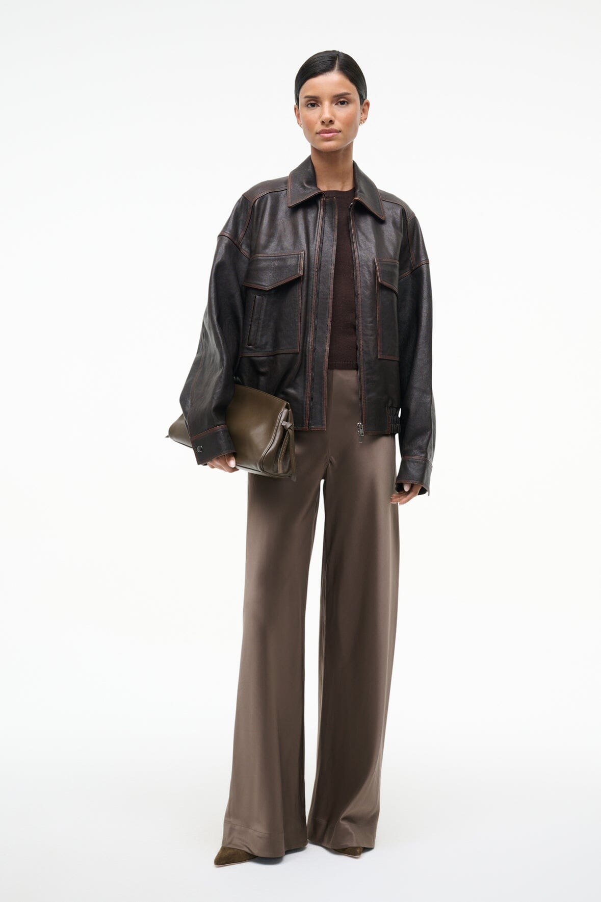 Stroll Silk Pant Truffle | STAUD Recommended