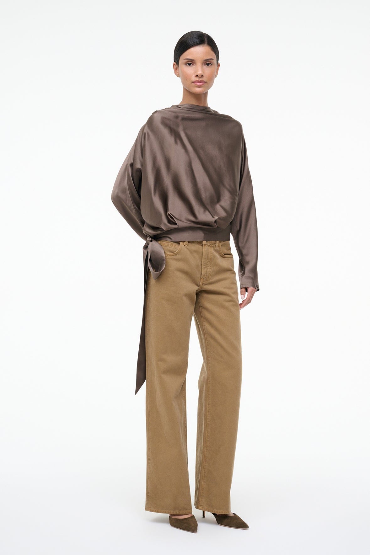 Phoebe Silk Top Truffle | STAUD Hot Sale