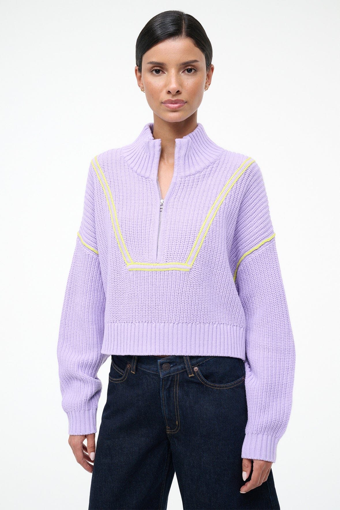 Cropped Hampton Sweater Wisteria | STAUD Best Seller