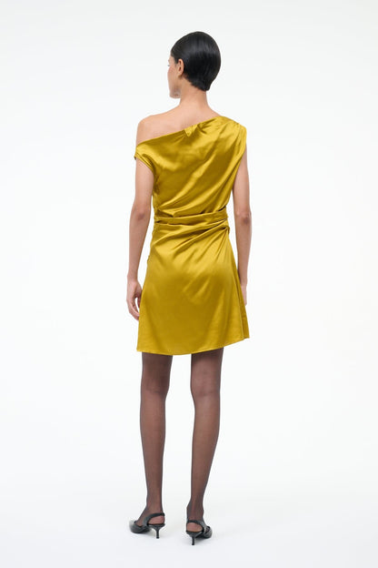 Mini Phare Silk Dress Turmeric | STAUD Best Seller