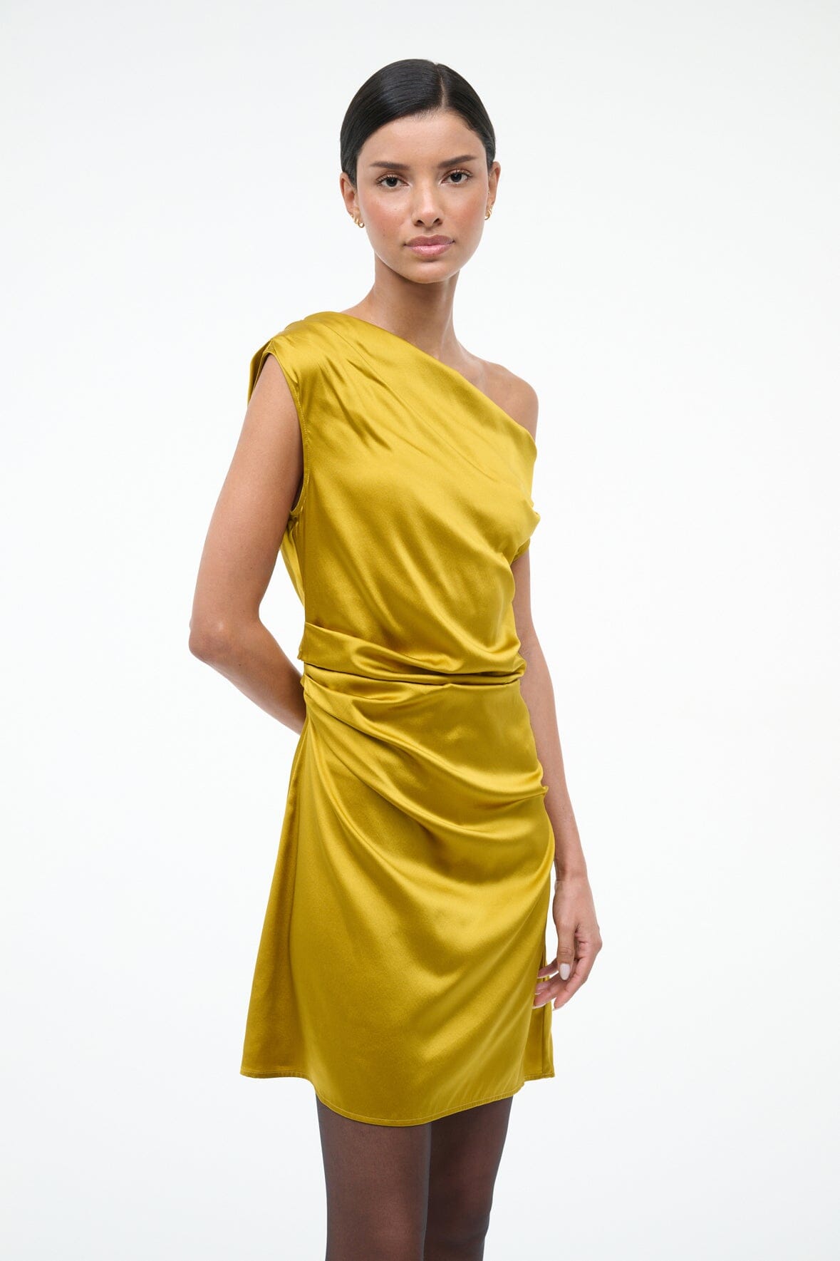 Mini Phare Silk Dress Turmeric | STAUD Best Seller