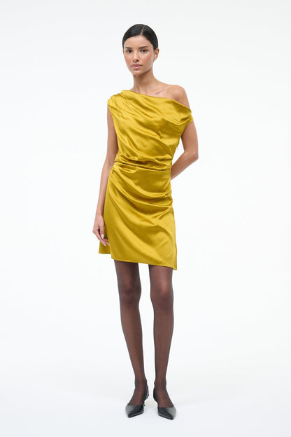 Mini Phare Silk Dress Turmeric | STAUD Best Seller