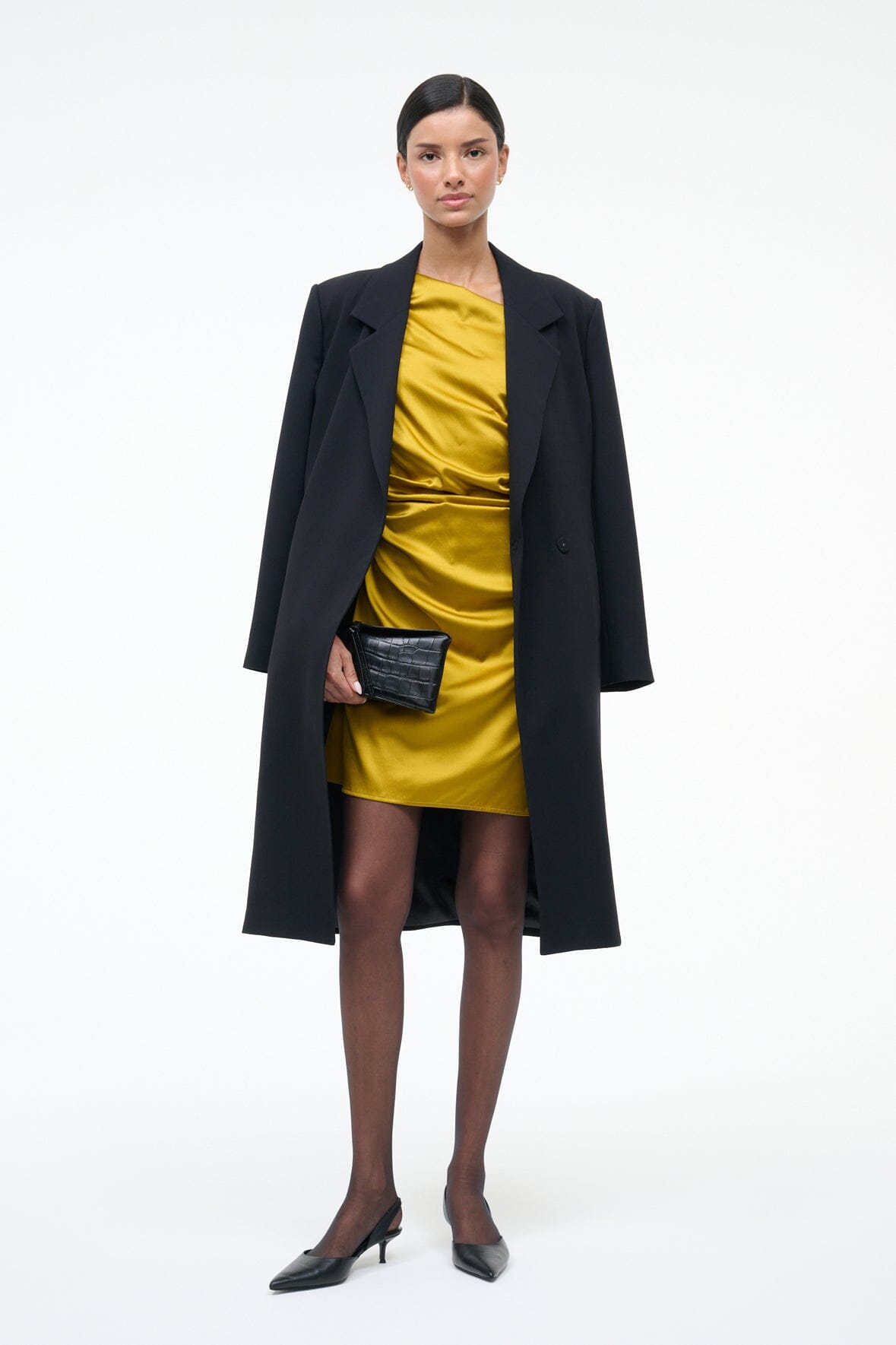 Mini Phare Silk Dress Turmeric | STAUD Best Seller