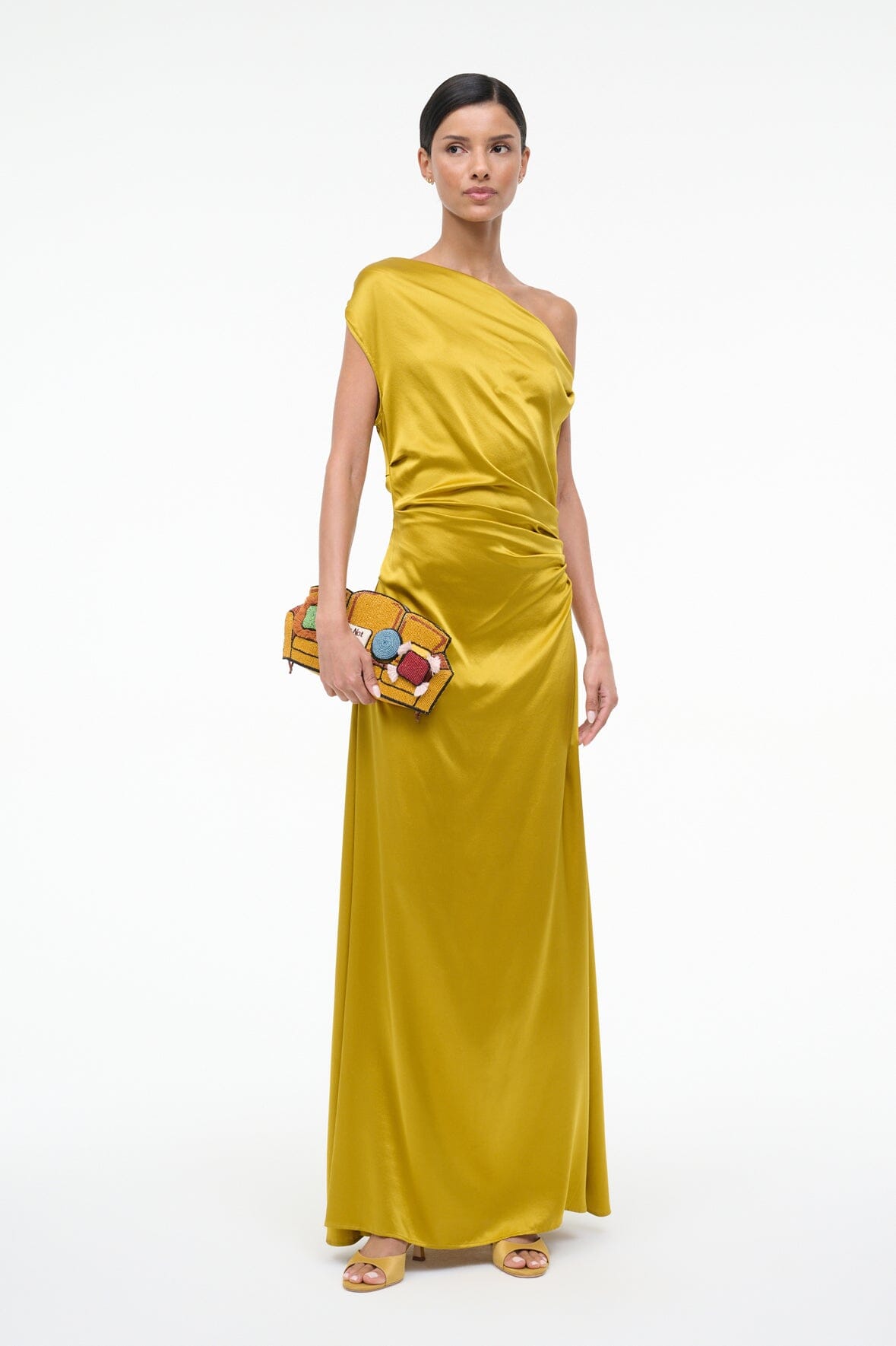 Maxi Phare Silk Dress Turmeric | STAUD Classic