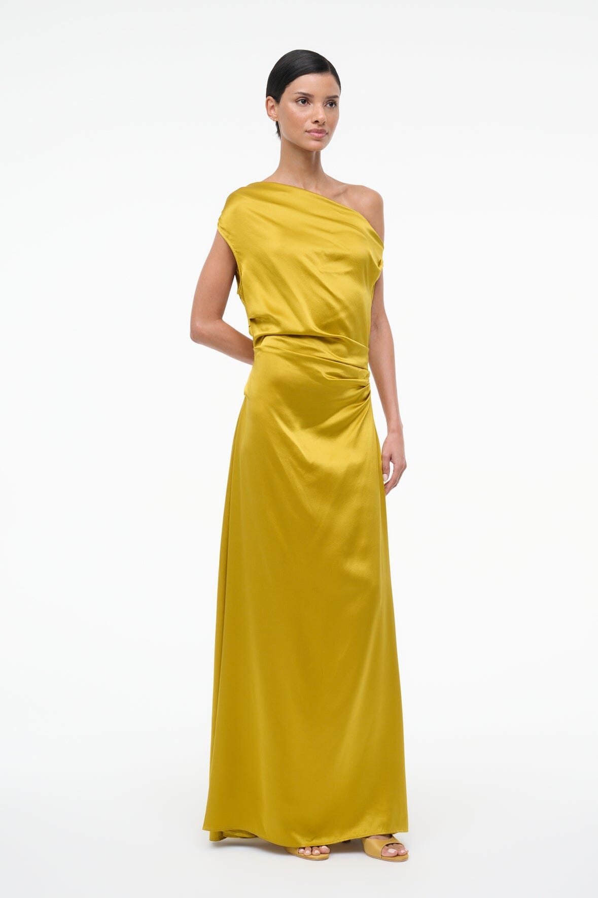 Maxi Phare Silk Dress Turmeric | STAUD Classic