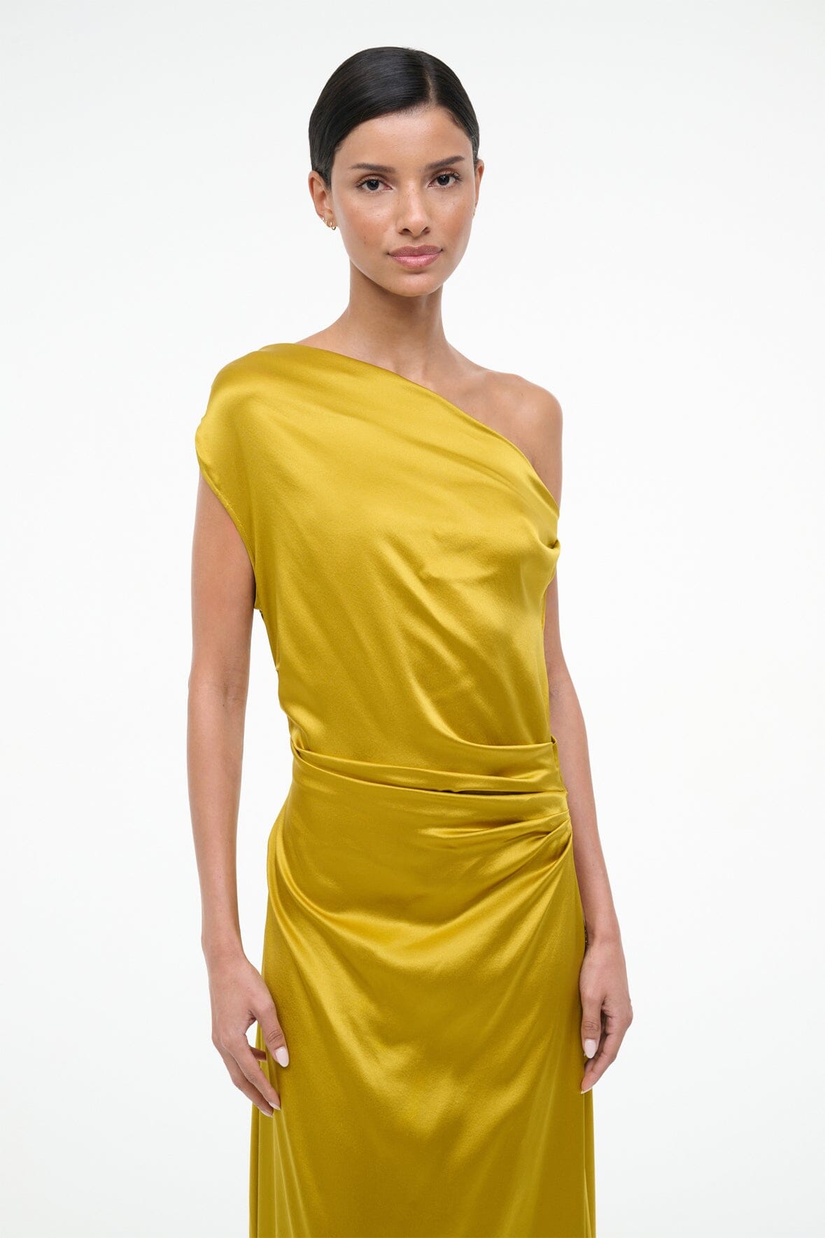 Maxi Phare Silk Dress Turmeric | STAUD Classic