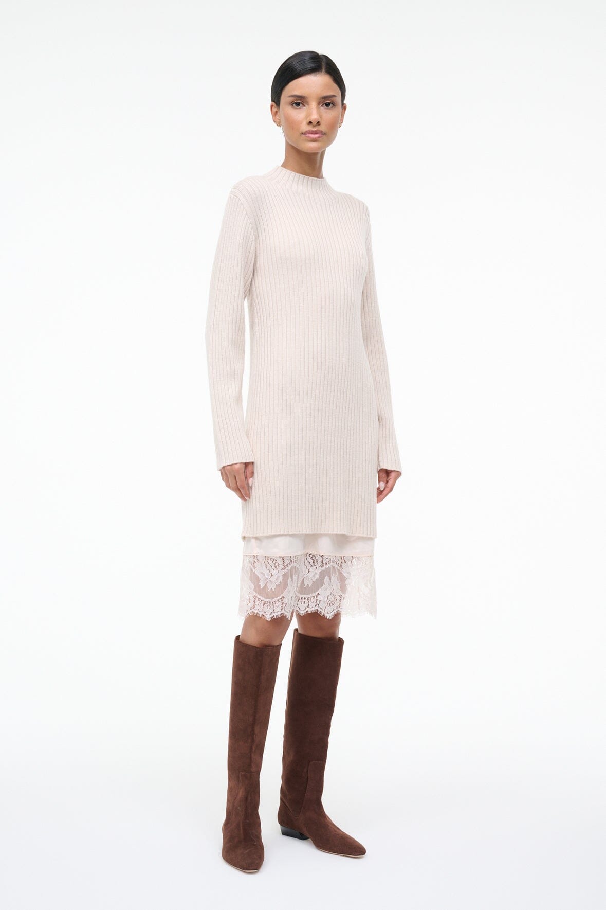 Willow Sweater Dress Ecru | STAUD Recommended