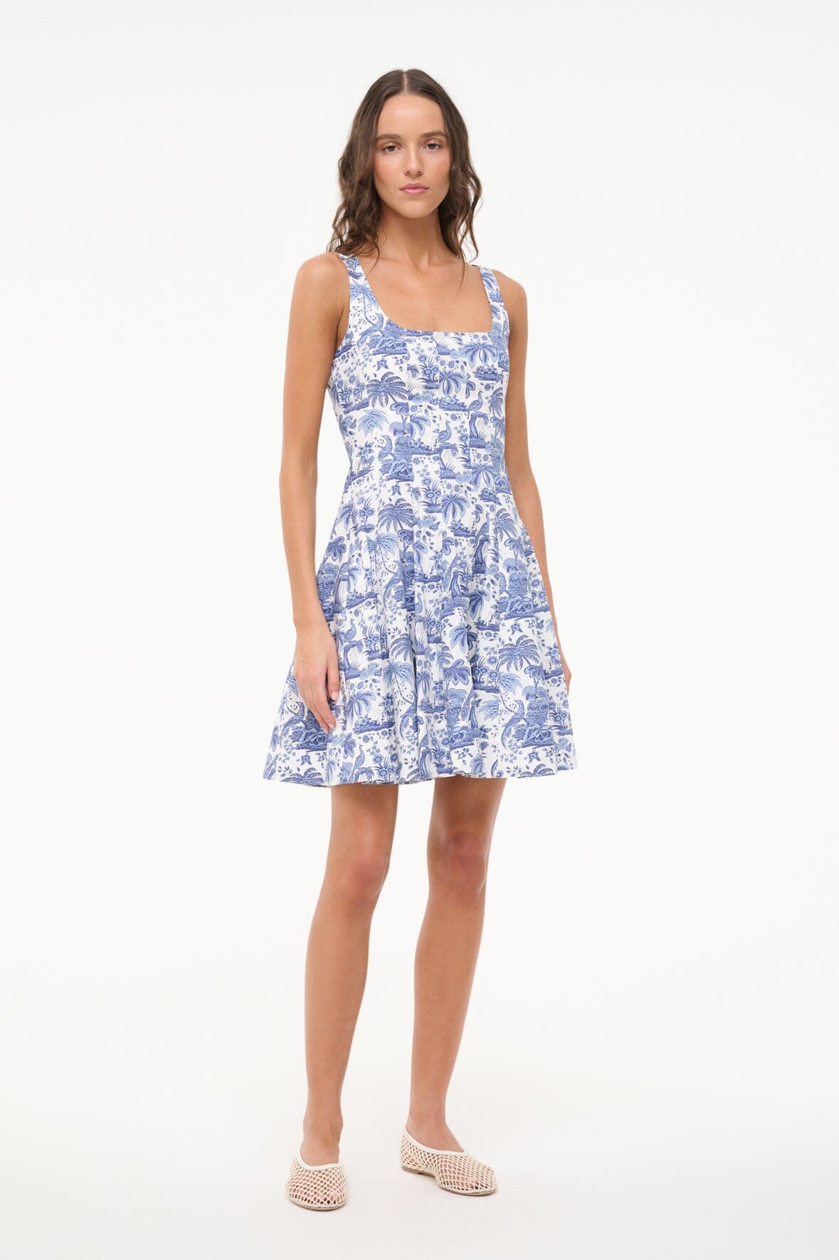 Mini Wells Dress - Blue Toile | STAUD Great Value