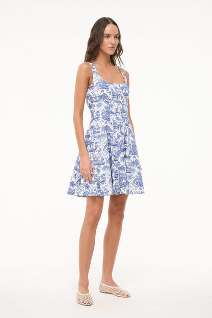 Mini Wells Dress - Blue Toile | STAUD Great Value