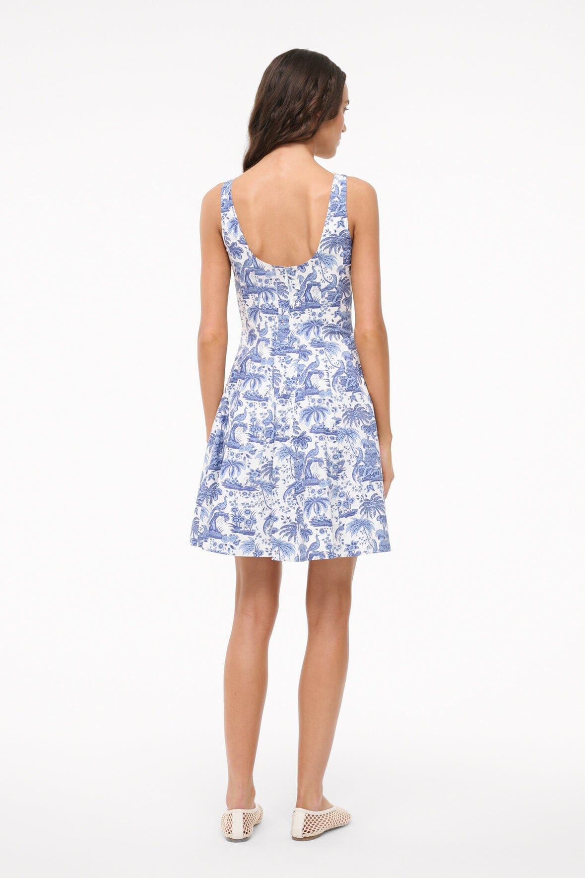 Mini Wells Dress - Blue Toile | STAUD Great Value
