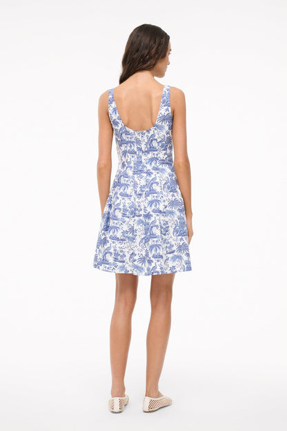 Mini Wells Dress - Blue Toile | STAUD Great Value