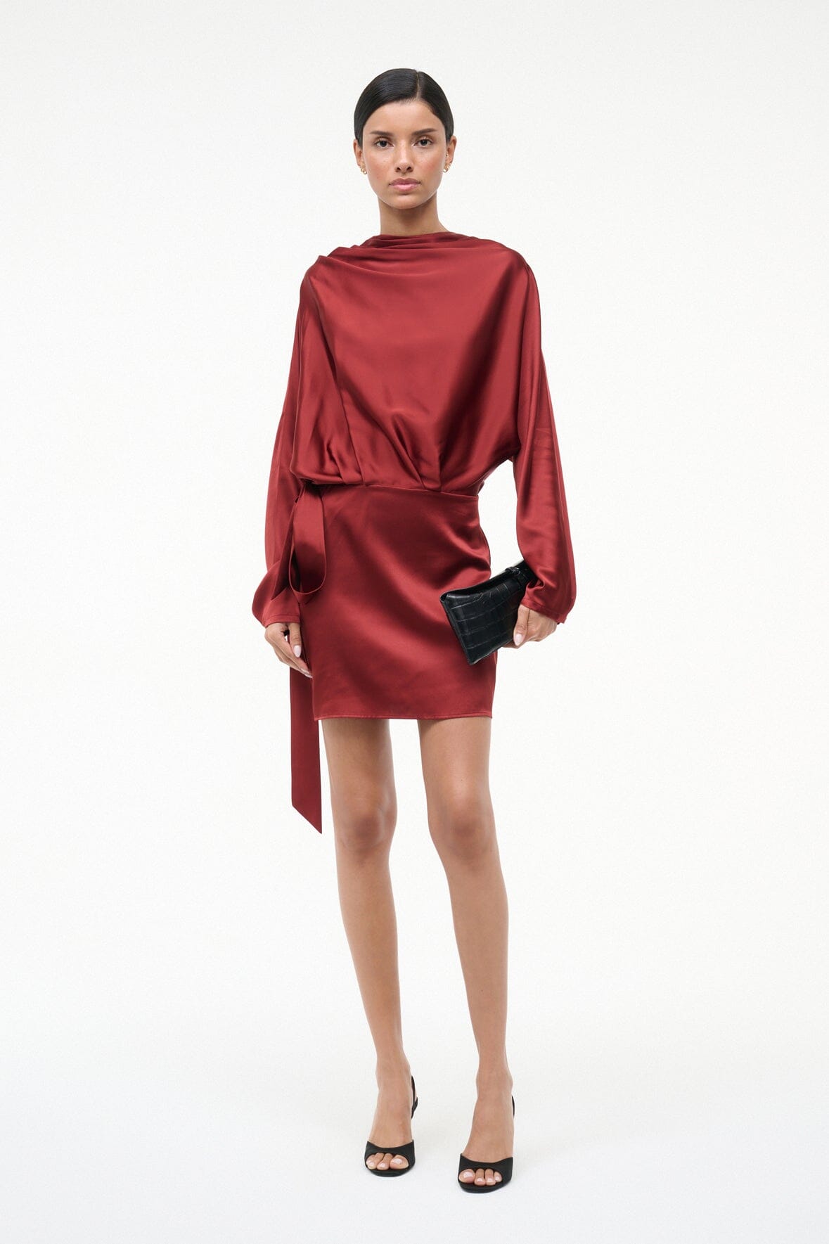 Phoebe Silk Mini Dress Sangria | STAUD Trusted