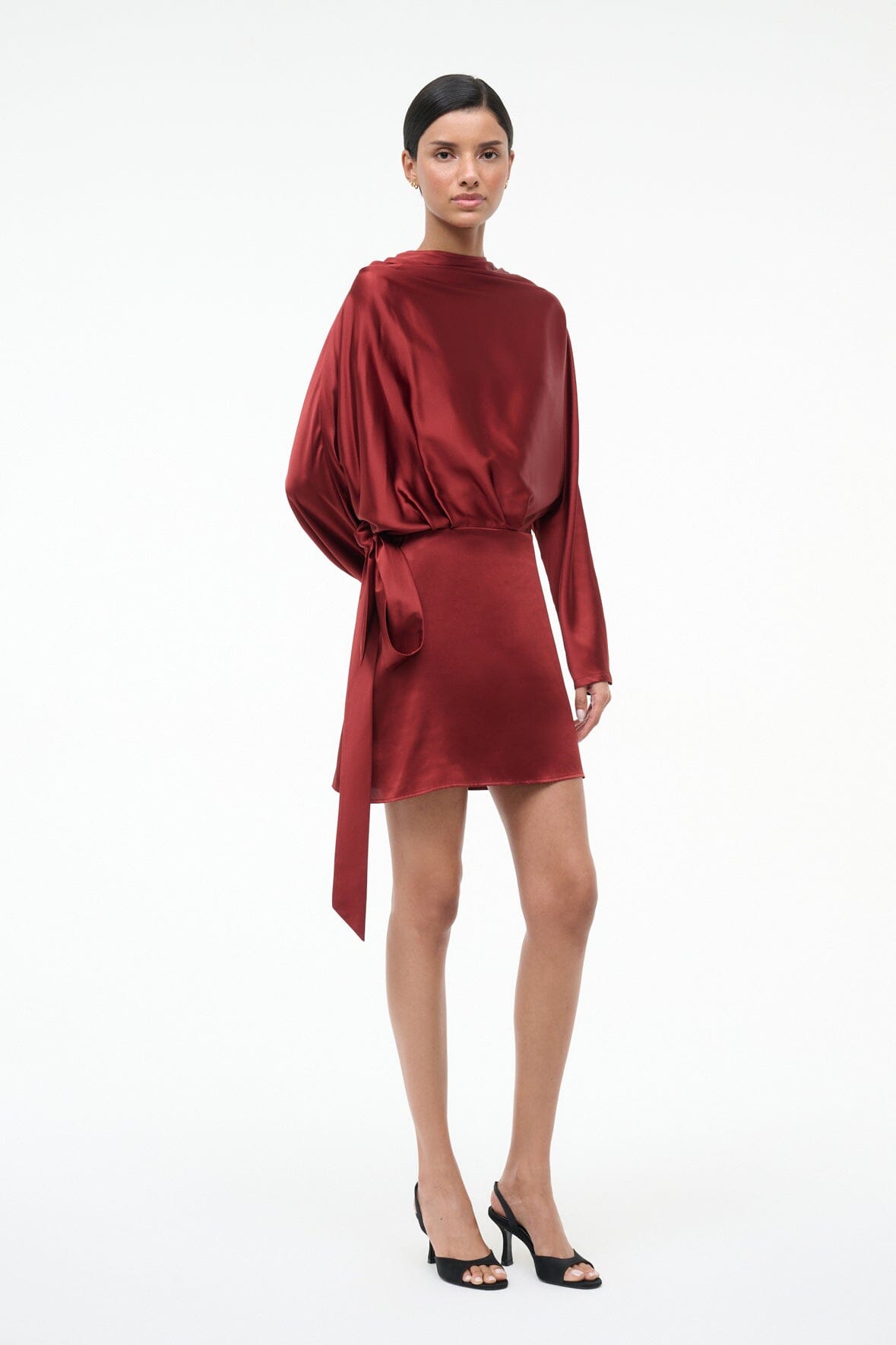 Phoebe Silk Mini Dress Sangria | STAUD Trusted
