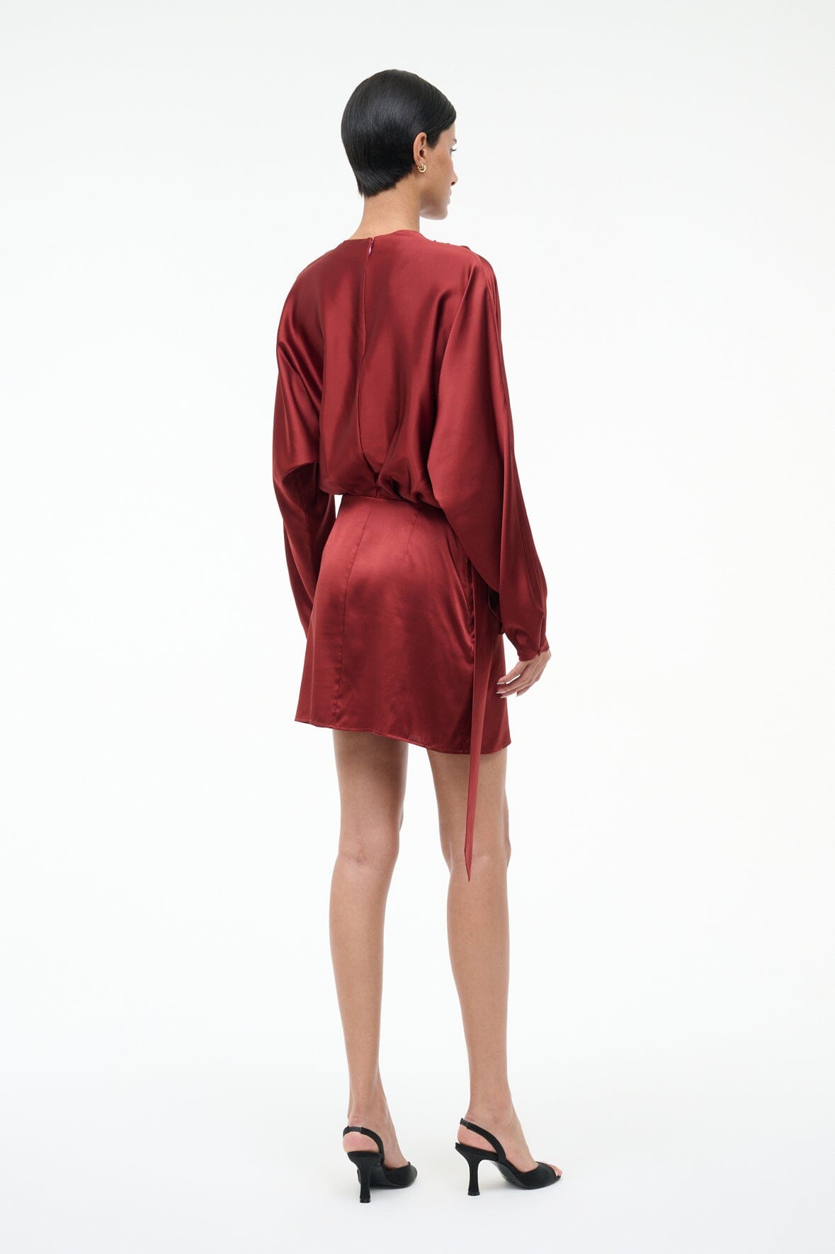 Phoebe Silk Mini Dress Sangria | STAUD Trusted