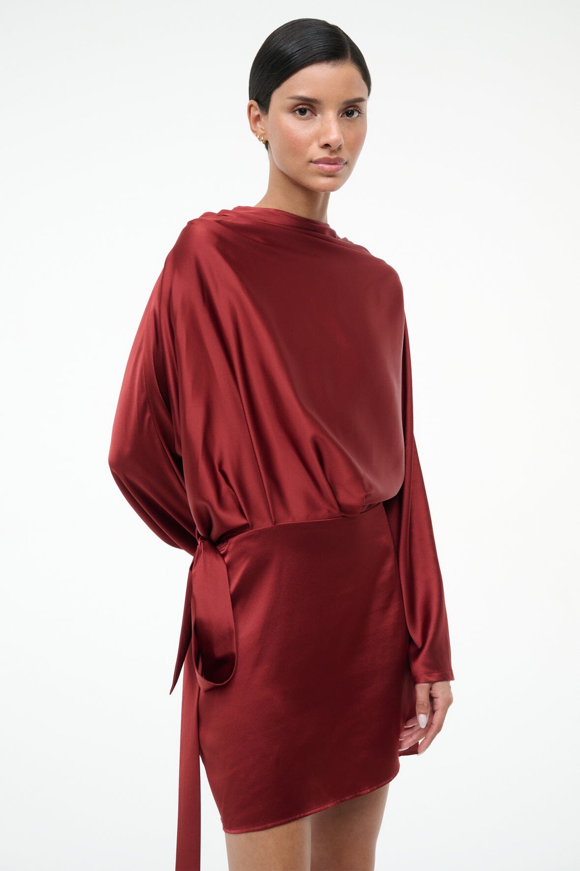 Phoebe Silk Mini Dress Sangria | STAUD Trusted