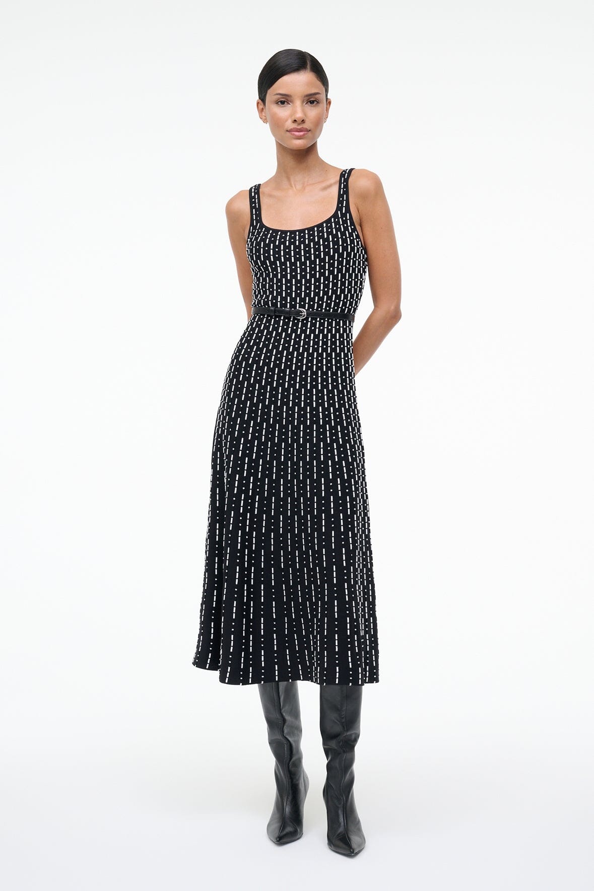 Ellison Dress Black Geo | STAUD Trending