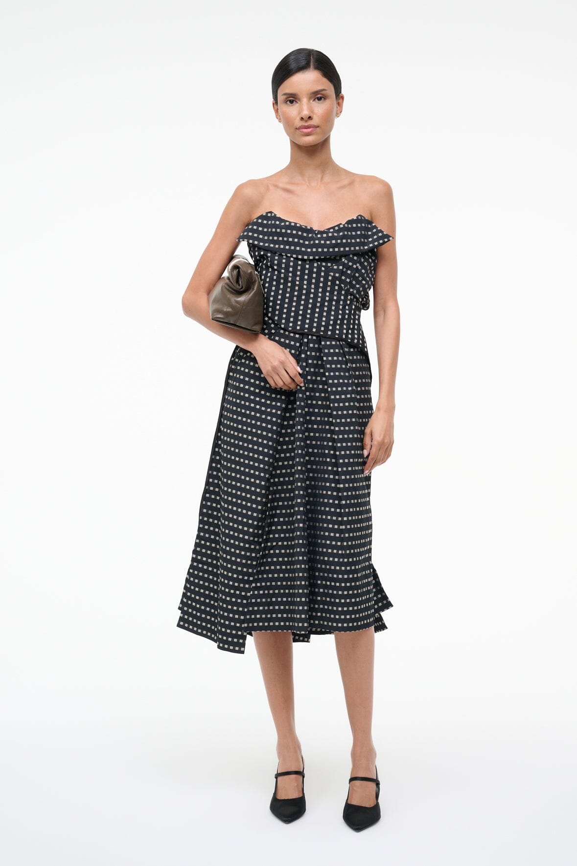 Alessia Dress Black Geo | STAUD Trusted