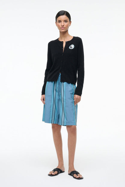 Midnight Cashmere Cardigan Black Patchwork | STAUD Signature